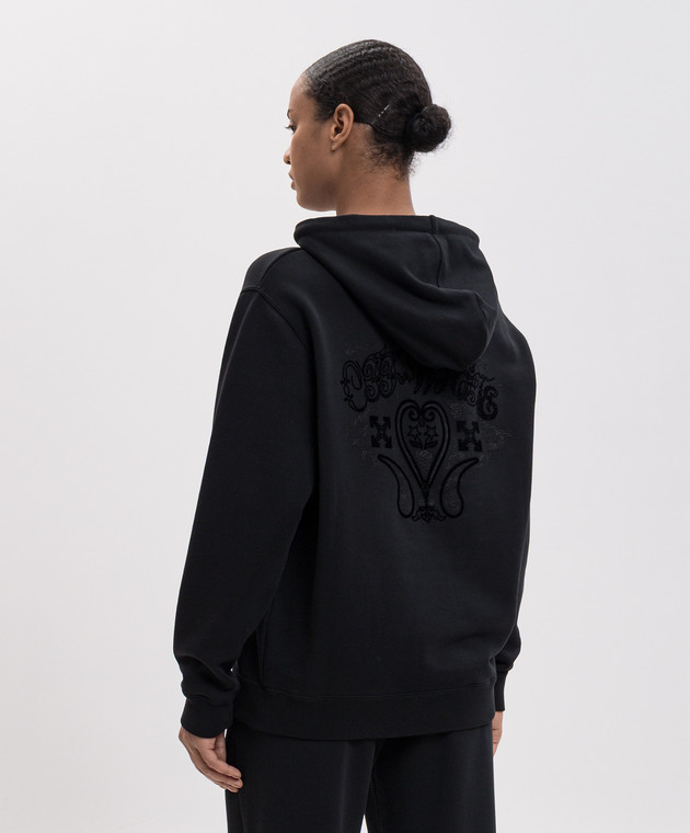 Off-White Чорне худі з фактурним принтом Flock Paisley 2FE00337T зображення 4