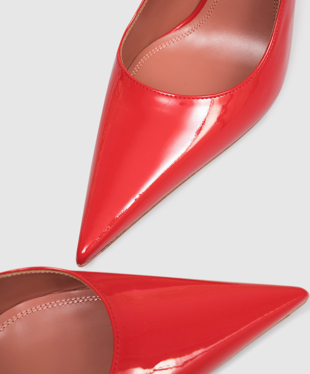 Amina Muaddi Красные кожаные лакированные туфли Barbara 16S365988BAR изображение 5
