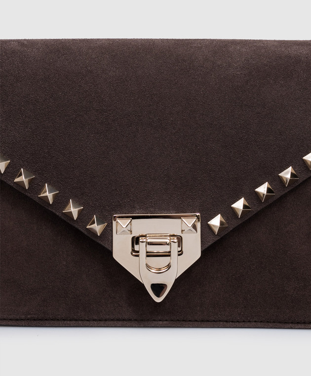 Valentino Коричнева замшева сумка Rockstud 9W2B0T76KQQ зображення 7
