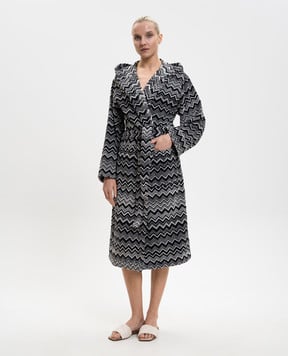 Missoni Home Чорний махровий халат Keith в брендовий візерунок 1K3AC99730