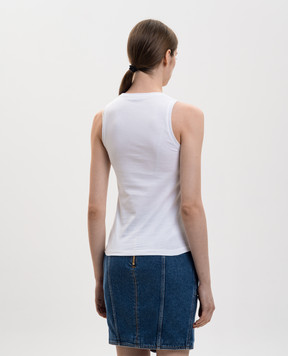 Balmain Білий топ з принтом логотипа GF1EB075BD40