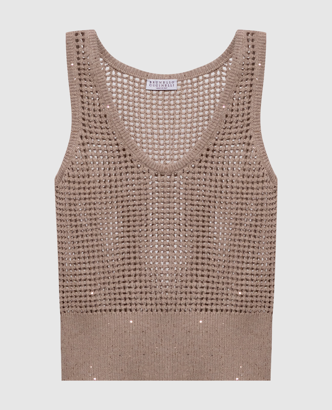 

Бежевый ажурный топ с пайетками, Топы