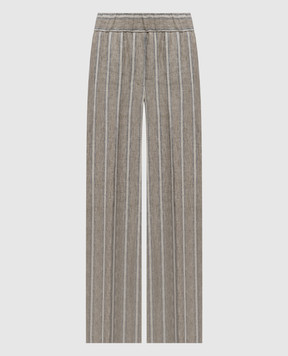 Peserico Коричневі штани з льону в смужку P0412402646