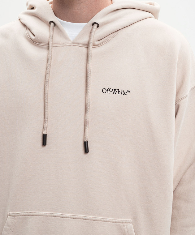Off-White Бежеве худі з емблемою Half Arrow 44MBB085S26F00A зображення 5