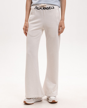 Palm Angels Белые спортивные брюки клеш с контрастным логотипом PWCH029S26FLE002
