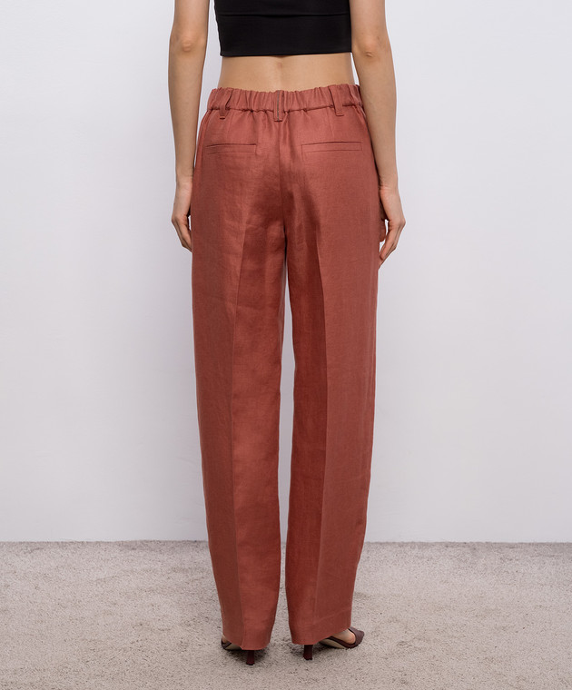 Brunello Cucinelli Теракотові штани з льону MH527P9198 зображення 4