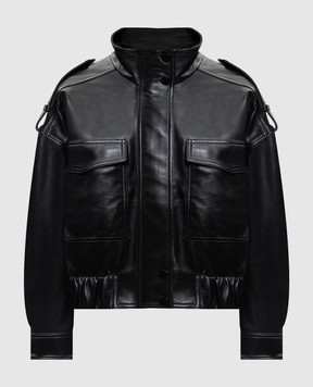 Babe Pay Pls Черная кожаная куртка с накладными карманами 2605PUFF