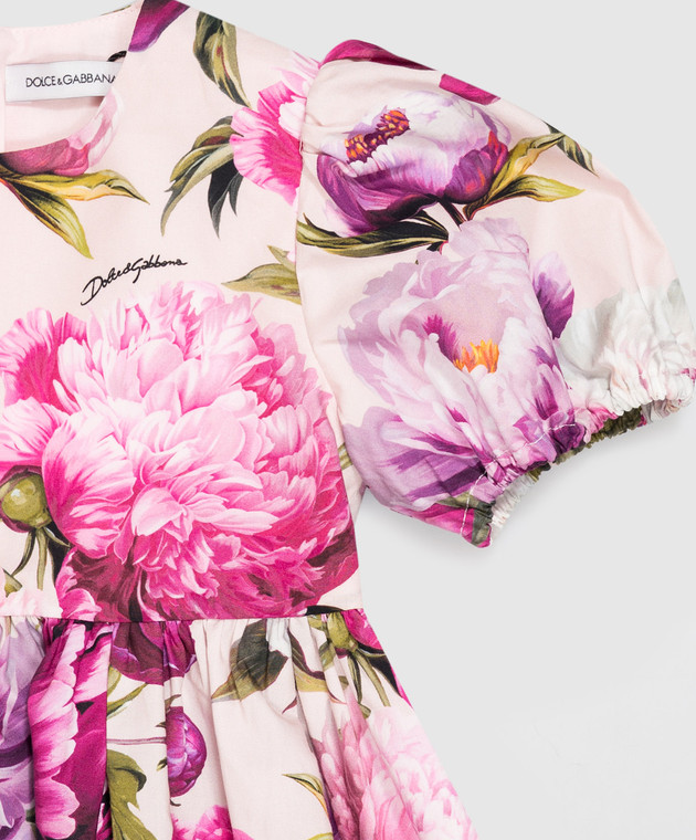 Dolce&Gabbana Детское розовое платье в цветочный принт L23DP2G7QZX изображение 3