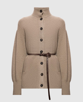 Brunello Cucinelli Коричневий кардиган з поясом M16750836