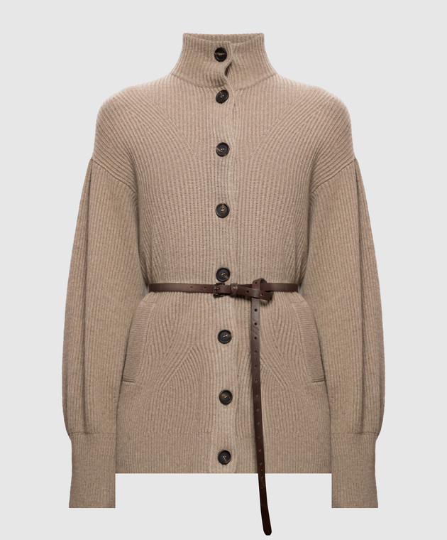 Brunello Cucinelli Коричневый кардиган с поясом M16750836