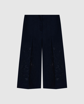 Twinset Сині бермуди з льоном з вишивкою бродері 261TP2313