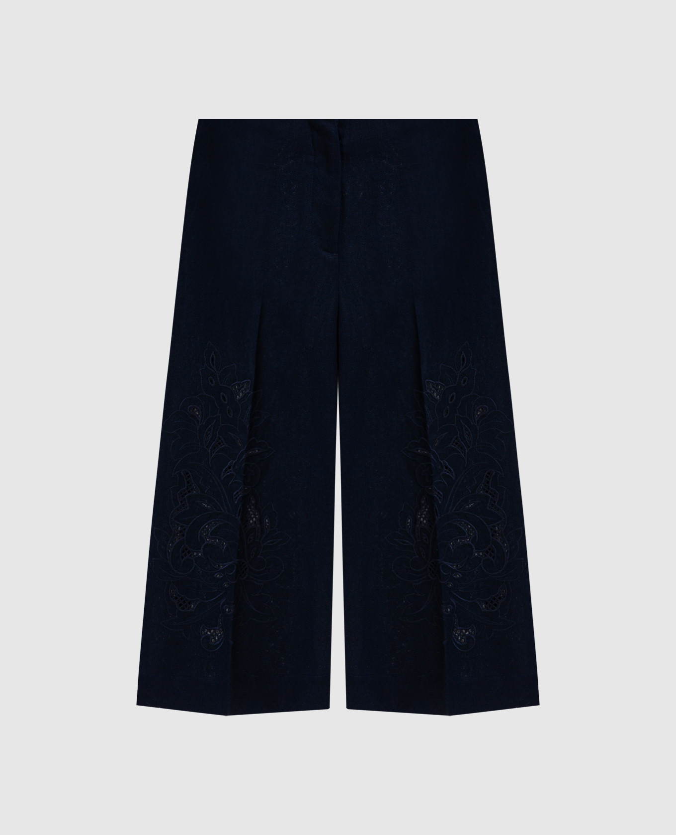 

Синие бермуды с леном с вышивкой бродеры, Синий, Шорты