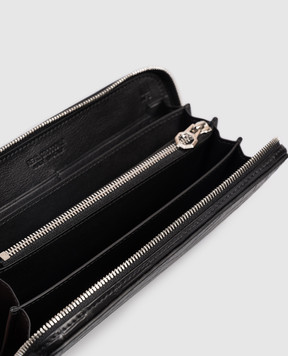 Stefano Ricci Чорний гаманець зі шкіри крокодила з емблемою з палладієвим покриттям PP440GPCSVH