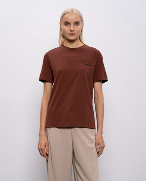 Brunello Cucinelli Коричнева футболка з кишенею M0T81EC710