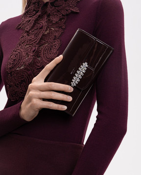 Jimmy Choo Бордовий шкіряний лакований клатч Bing BINGWALLETCHAINRMR