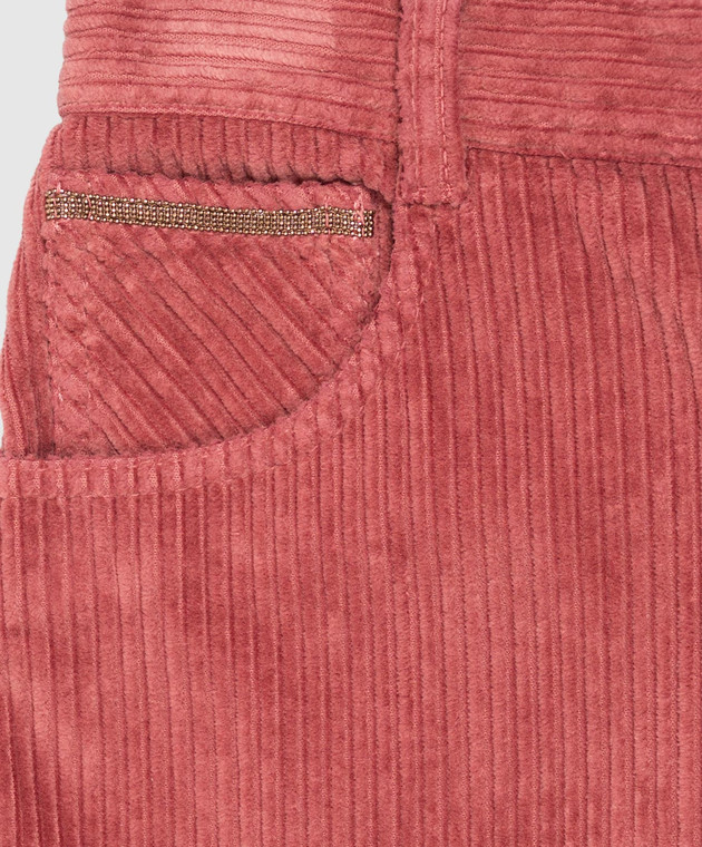 Brunello Cucinelli Детские бордовые вельветовые брюки с цепочкой мониль BB092P650B изображение 3