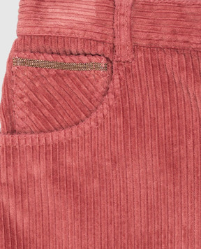 Brunello Cucinelli Детские бордовые вельветовые брюки с цепочкой мониль BB092P650B