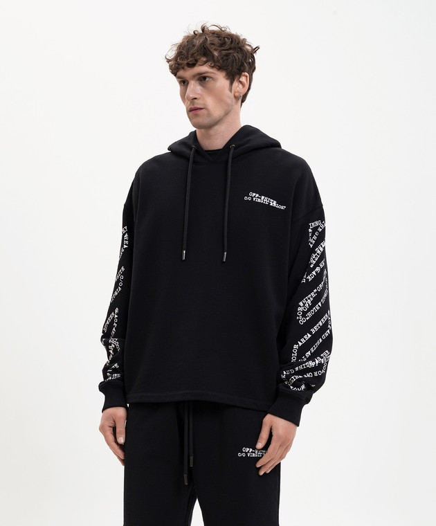 Off-White Чорне худі з принтом 44MBB12MS26F005 зображення 3