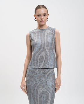 PUCCI Сірий топ в принтом Marmo з люрексом 5UTP105U767