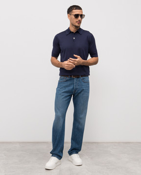 Dolce&Gabbana Синее поло из шелка с логотипом GXZ02ZJBSO5