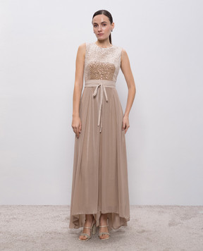 Peserico Бежева сукня з паєтками E02764A6645C