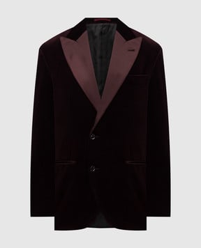 Brunello Cucinelli Бордовий оксамитовий смокінг в клітинку MV432GS03