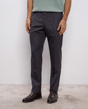 Stefano Ricci Сірі штани з вовни з логотипом M1T6100022W501