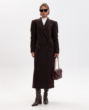 Twinset Коричневе двобортне пальто з вовною 262TP2450