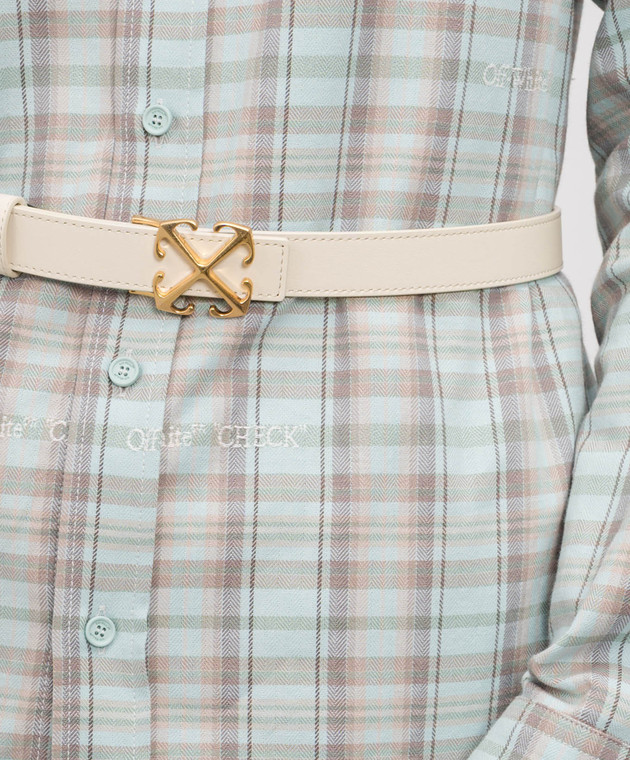 Off-White Двосторонній шкіряний ремінь з емблемою Arrow та принтом OWRB13AC99LEA001 зображення 2