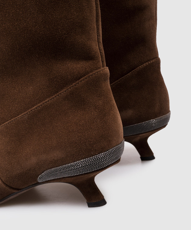 Brunello Cucinelli Коричневі замшеві чоботи з ланцюжком моніль MZSFC3353P зображення 5