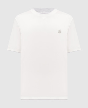 Brunello Cucinelli Белая футболка с вышивкой эмблемы M0B137451G