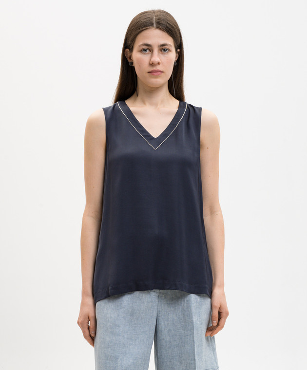 Peserico Синий топ с цепочкой мониль E0822001940 изображение 3