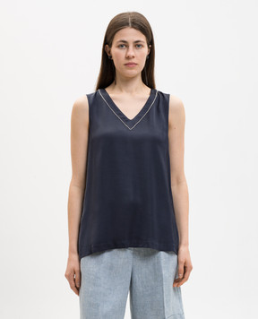 Peserico Синій топ з ланцюжком моніль E0822001940