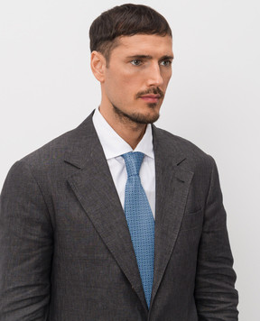 Stefano Ricci Блакитна краватка із шовку з контрастним візерунком CH35030