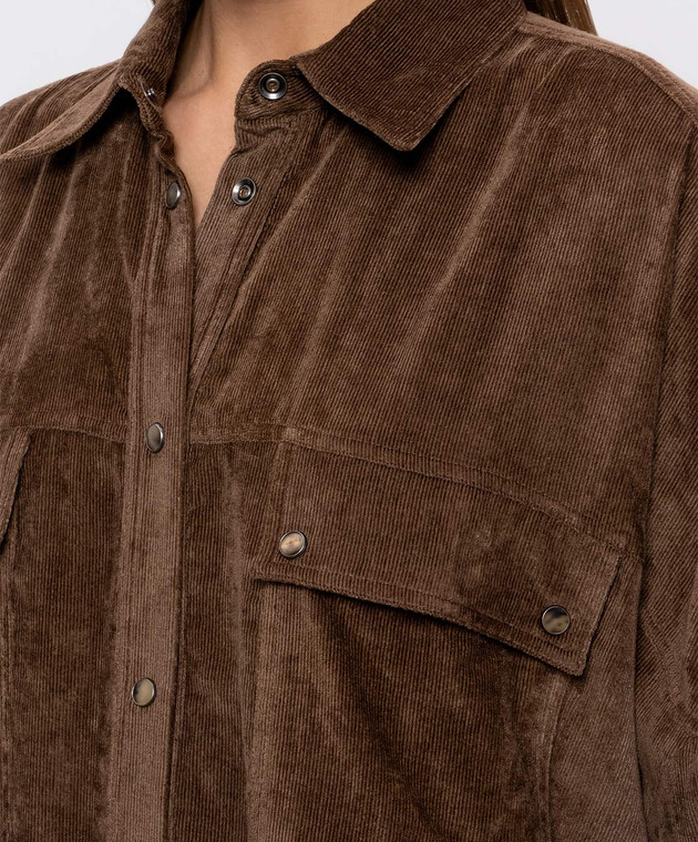 Brunello Cucinelli Коричнева вельветова сорочка MP547M1V06 зображення 4