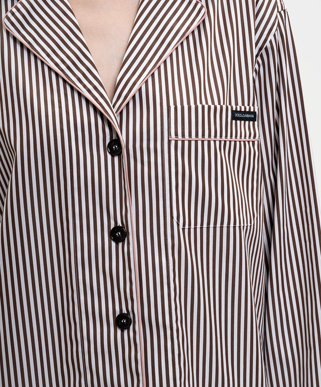 Dolce&Gabbana Коричневая рубашка в полоску F5U37TFR52K изображение 4