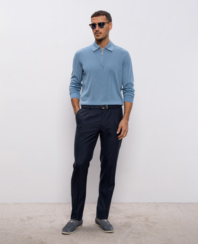 Stefano Ricci Блакитне поло із шовку з монограмою логотипа K616215P30F26101