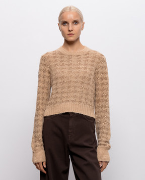 Twinset Бежевый свитер в узор с пайетками 262TP3361