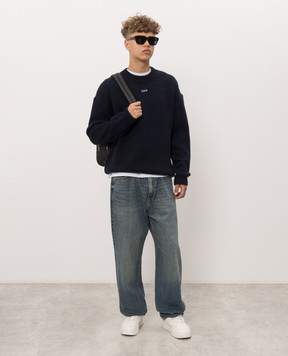Off-White Синий свитер из шерсти с вышивкой Arrow 44MHE212F26K001