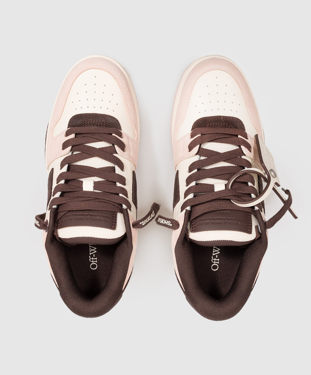 Off-White Розовые кожаные кроссовки Out Of Office OF05731655 изображение 4