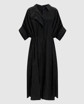 Juun.j Черное платье-рубашка миди с эффектом жатки JW6371W025