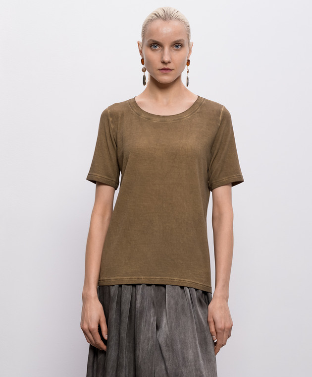 UMA WANG Коричнева футболка Tir UW1032 зображення 3