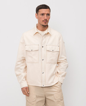 Moncler Куртка цвета айвори с леном Watagua в стиле рубашки L10911G00038599HC