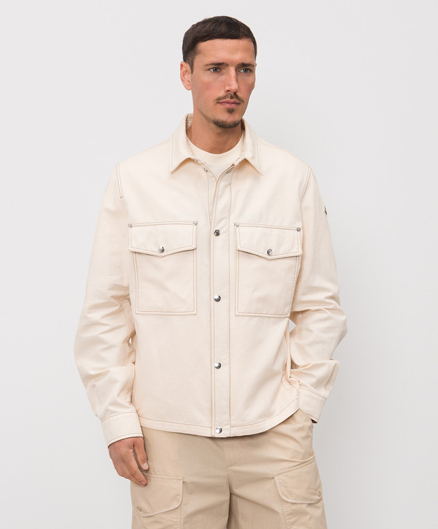 Moncler Куртка кольору айворі з льоном Watagua в стилі сорочки L10911G00038599HC зображення 3
