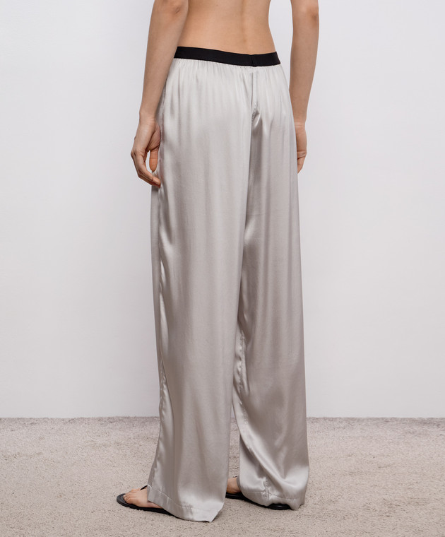 Maison Margiela MM6 Серые брюки с шелком в пижамном стиле MJH220050 изображение 4
