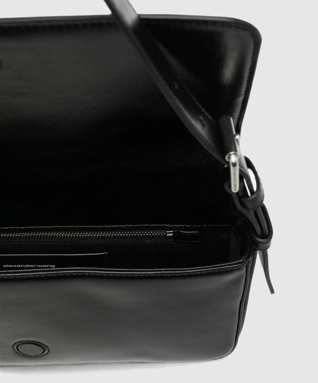 Alexander Wang Чорна шкіряна сумка з фактурним логотипом 20426K55L зображення 4