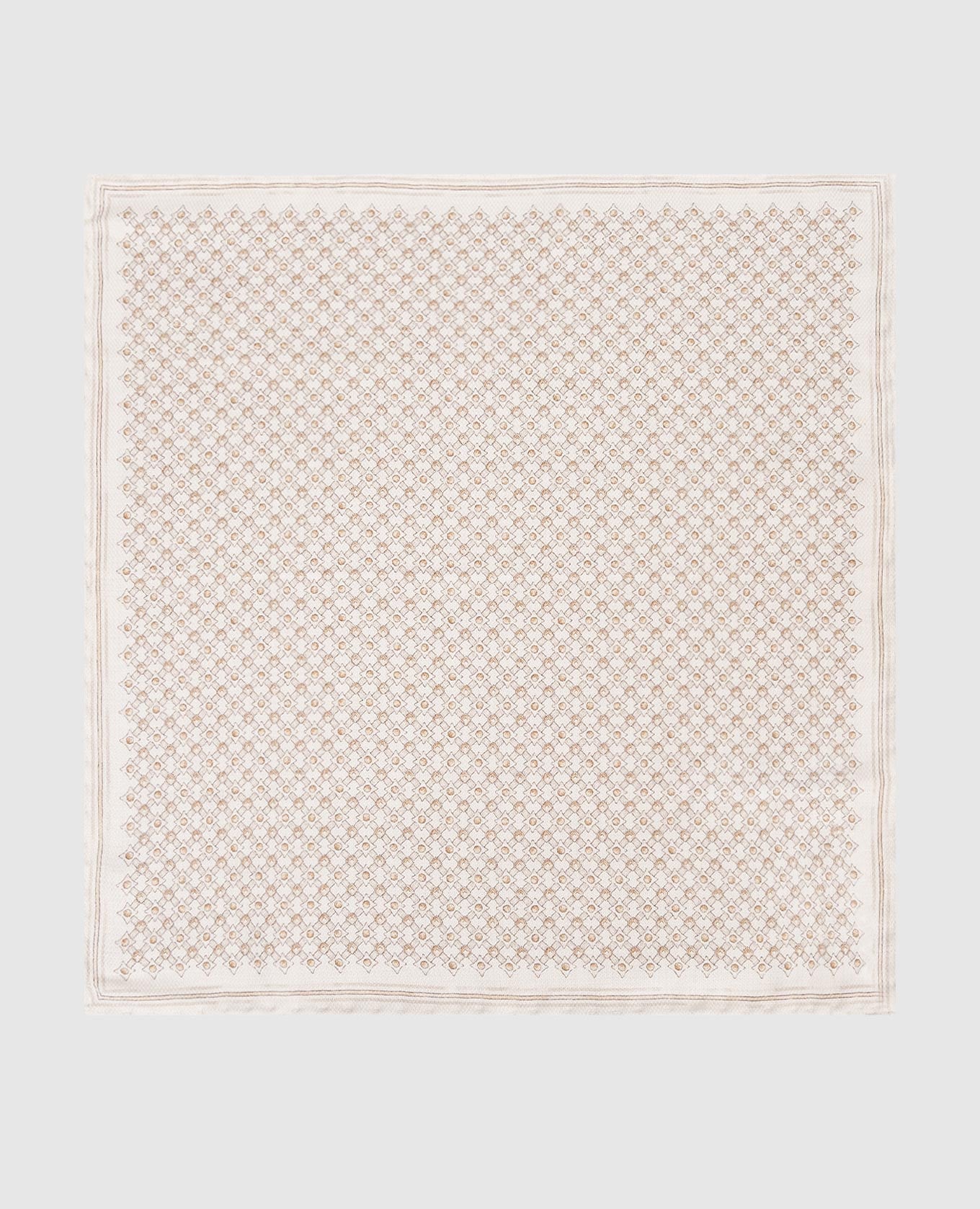 Бежевый двухсторонний платок-паше из шелка в геометрический принт