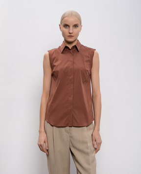 Brunello Cucinelli Коричнева сорочка без рукавів з ланцюжком моніль M0091MA616