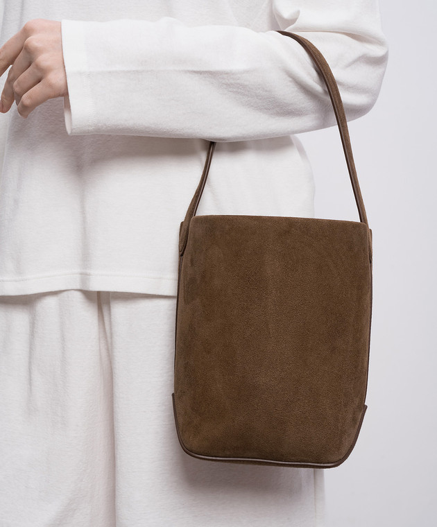 The Row Коричневая замшевая сумка бакет-бег Park W2106L665 изображение 2