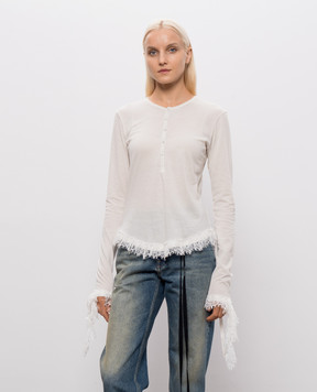Ann Demeulemeester Білий лонгслів з рюшами B0014684FA206